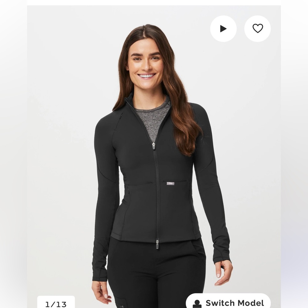 Figs Black on shift contour knit jacket size small